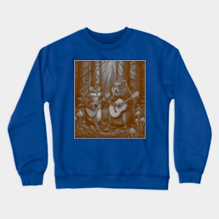 cat and groundhog playing guitar Crewneck Sweatshirt